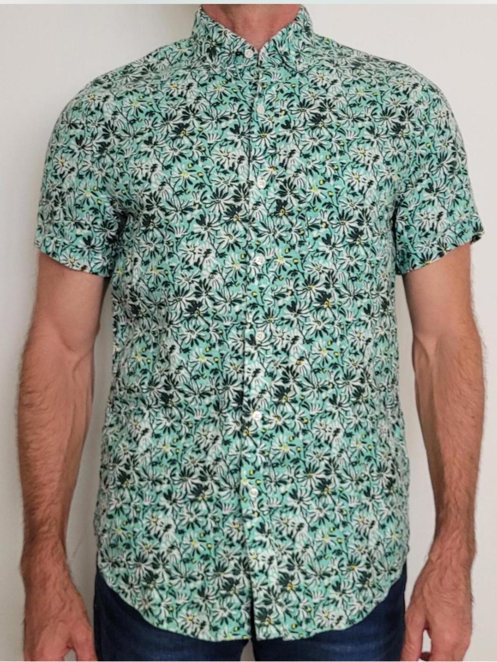 J.Crew Flex Washed Tropical Floral Shirt Preppy Beach vacation 📐M Slim Fit